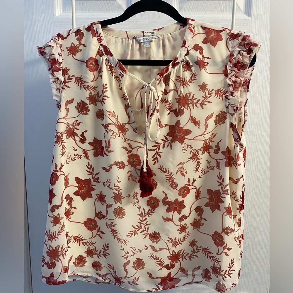 Rebecca Minkoff Cream Blouse with Rust Floral Print